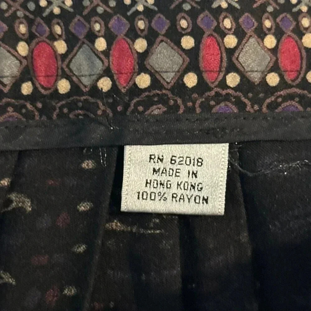 Vintage Rafaella Skirt Womens 8 Multicolor Pleated Pockets Paisley Boho Midi - Picture 16 of 16